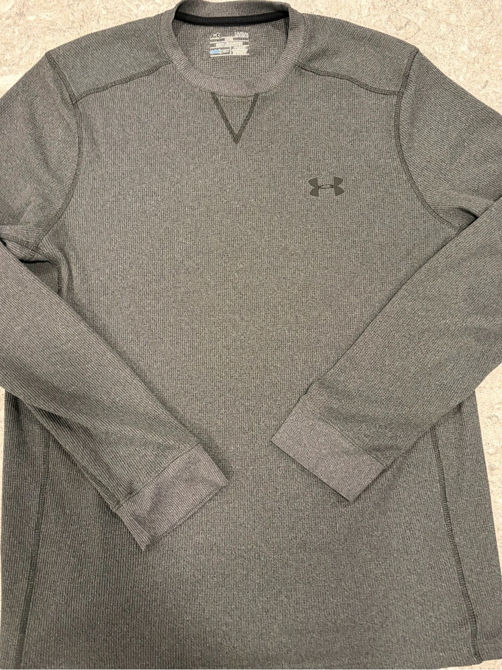 LG Men’s Gray Long-Sleeve Waffle Crew Sweatshirt-Large